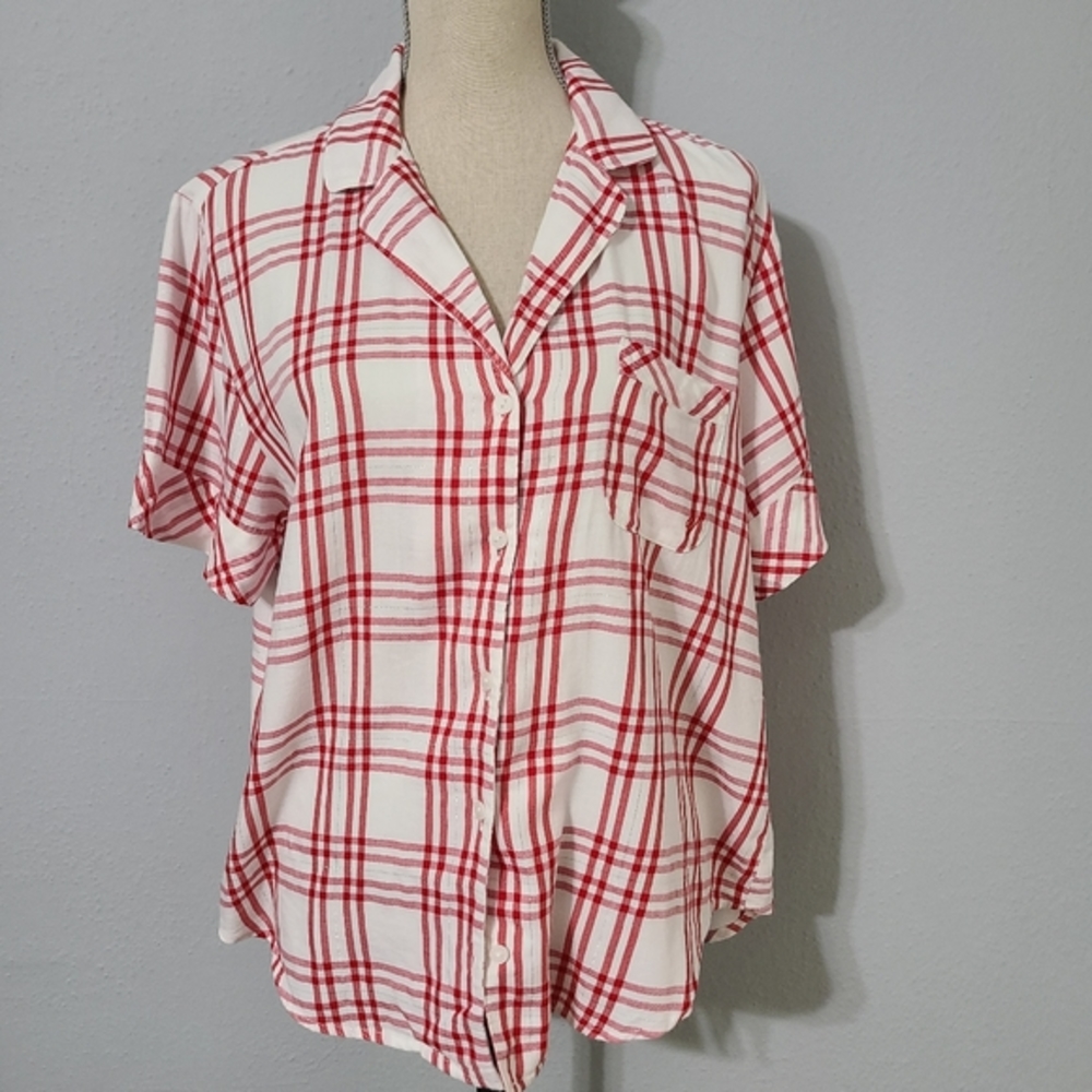 Victoria's Secret Plaid Pajama‎ Top Size Med NWT